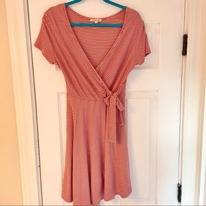🤩 Striped Skater Jersey Knit Wrap Dress